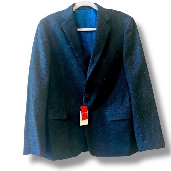 COPY - Duchamp Wool Blend Sportscoat Blazer Sz 38R Black White Flecks Med Weigh… - Picture 1 of 12